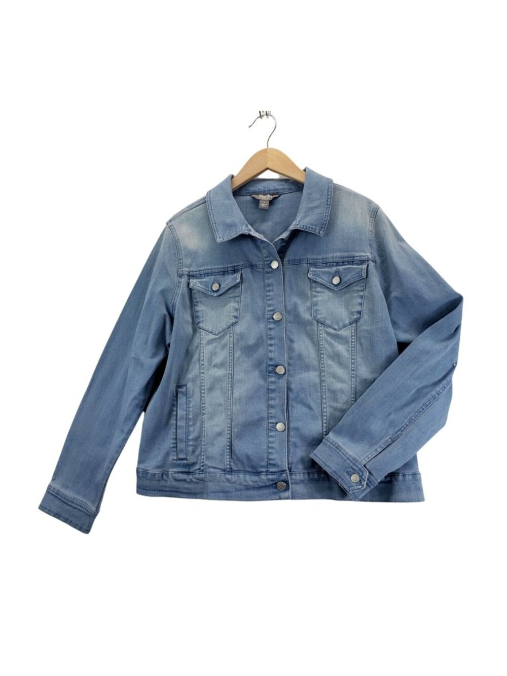 Blue Jean Jacket Button Front Pockets L Martha Stewart Vtg Workwear Western